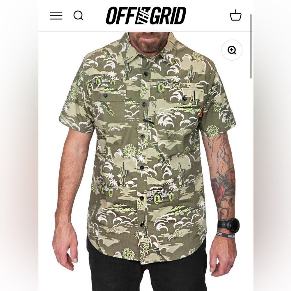 Off The Grid Mens Short Sleeve Button Up Shirt Motor Adventure Lightning Bolt